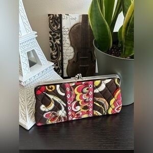 Vera Bradley Brown Red Yellow Orange White Paisley Clutch